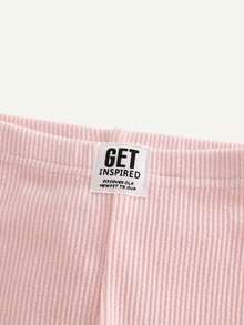 Cozy Pixies 女婴字母印花弹性腰部撞色打底裤 - 粉色 - 查看 7