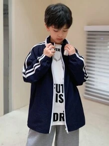 Áo khoác chống nắng và gió dệt cổ cao dành cho bé trai Tween, thích hợp đi làm hàng ngày, đi học, giải trí, nghỉ mát, hoạt động thể thao vào mùa xuân, mùa hè, mùa thu và mùa đông - Màu xanh lam - Xem 2