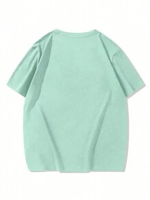 Manfinity Homme Men's Casual Letter Embossed Crew Neck Short Sleeve T-Shirt, Summer