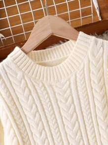 Sparklyn 青少年女孩圆领毛衣裙，时尚优雅，适合度假和旅行，秋冬季 - 杏色 - 查看 4