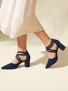 CUCCOO BASICS Zapatos de tacón minimalistas de punta fina con correa de tobillo para zapatos de verano de vacaciones, zapatos elegantes de tacón para el regreso a la escuela, zapatos de estudiante universitaria, zapatos de Navidad, otoño y Año Nuevo