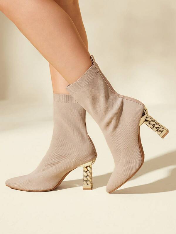 CUCCOO BASICS Botas altas de tacón medio con puntera suave y elegante para Halloween, bruja, otoño, Navidad, Año Nuevo y Día de San Valentín