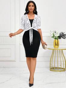 SHEIN Lady Autumn And WinterCasualElegantWorkblackLaceWomen Jackets - White - View 4