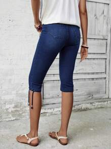 SHEIN LUNE Women's Simple Solid Color Everyday Jeans - Blue - View 2