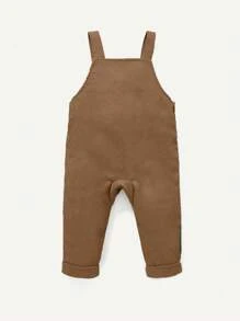 Cozy Pixies 2pcs Baby Boy Cartoon Pattern Crew Neck Long Sleeve Top And Bib Pants Set - Brown - View 3