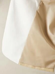 BizChic Women's Colorblock Lapel Long Sleeve Waist Tie Casual Asymmetric Belted Blazer