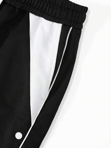 Manfinity LEGND Pantalones casuales con decoración de puntos de contraste para hombres - Blanco y Negro - Ver 6