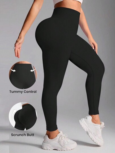 Easithlete Damskie legginsy sportowe z wysokim stanem i jednolitym kolorem, codzienne, do ćwiczeń, do jogi, w dużych rozmiarach