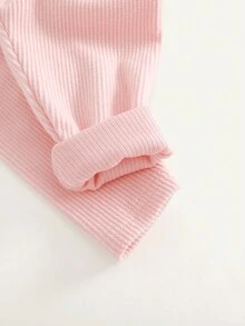 Cozy Pixies 女婴字母印花弹性腰部撞色打底裤 - 粉色 - 查看 3