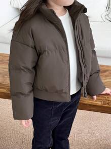 Dazy Kids Girls Solid Color Jacket, Young Girl Fall Clothes - Grey - View 5