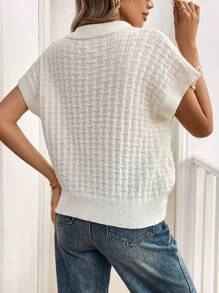 SHEIN LUNE Gilet tricot ample de couleur unie avec col rabattu, automne/hiver pour femmes - Nude - Voir 2