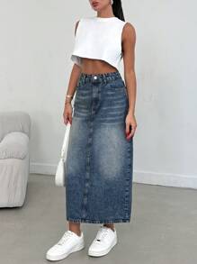 RueChic 100% 纯棉女式低腰开衩长裙