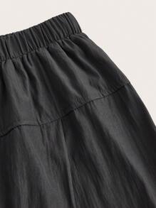 SHEIN LUNE 女士松紧腰休闲宽松舒适时尚长裤 - 灰色 - 查看 3