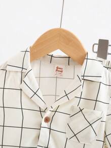 Cozy Pixies Set 2 chiếc áo sơ mi kẻ sọc và quần short cho bé trai - Màu be - Xem 6