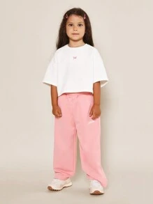 SUMWON Camiseta Boxy Fit para Meninas Jovens Conforto Diário com Estampa de Borboleta