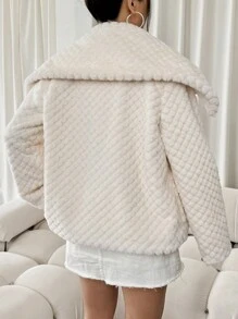 SHEIN SXY Women's Short Fluffy White Party Jacket For Graduation/Homecoming Season Winter Clothes - White - View 2