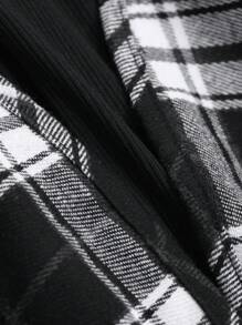 DAZY 女式二合一刺绣字母格子长袖衬衫，秋装