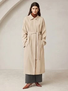 BizChic 女士休闲通勤缺口领风衣 - 卡其色 - 查看 10
