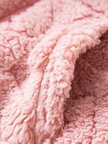 SHEIN 嬰兒女寶寶休閒實色可愛蓬鬆連帽夾克外套