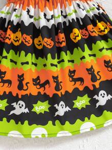 SHEIN Jurk voor jonge meisjes met Halloween-print en spaghettibandjes