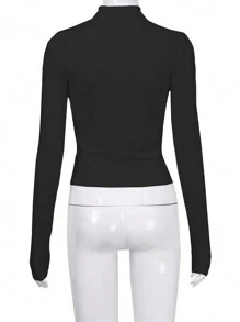 INAWLY Women's Solid Color Casual Long Sleeve Jacket Fall Winter Cloth For Women - Black - View 2