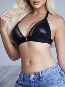 Women's Exotic Punk Style Front Closure Bralette, Halloween Edition - Black - View 5