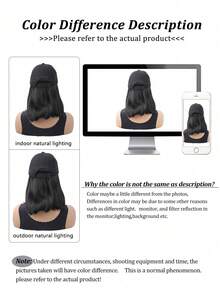 Baseball Cap With Synthetic Hair Extensions 10 Inches Straight Short Bob Hairstyle Adjustable Wig Hat For Women Girls - Multicolor - View 11