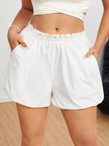 SHEIN SXY Pantalones blancos, pantalones bombacho de mujer - Blanco - Ver 4