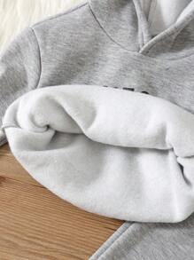 SHEIN 3 件套男婴羊毛背心连帽衫和裤子套装 - 灰色 - 查看 3
