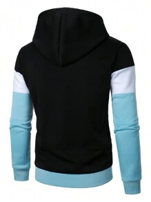 Manfinity Homme Sudadera con capucha de manga larga con bloques de color casual para hombre, para salir, casual, regalo para novio