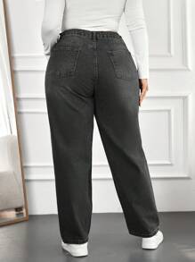 EURMUSE 女式大码斜口袋锥形牛仔裤