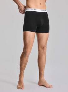 EasyFave 5 piezas/paquete Calzoncillos con cintura elástica con diseño de letra para hombres - Multicolor - Ver 5