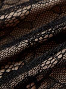 SHEIN MOD Top bandeau negro de encaje para mujer, top negro, top corset, ropa, top hombros descubiertos