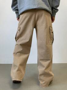 DAZY Men's Casual Straight Leg Loose Fit Multi-Pocket Denim Jeans - Khaki - View 2