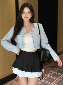 DAZY 女士优雅短款外套，适合派对、返校、秋季穿着，女式外套