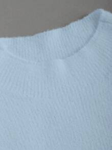 SHEIN Unity Women's Solid Color Simple Sleeveless Tie Side Crop Knitted Top - Blue - View 6