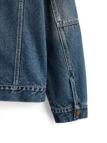 Manfinity Hypemode 大码男式中号蓝色复古水洗牛仔休闲夹克 - 水鴨藍 - 查看 4