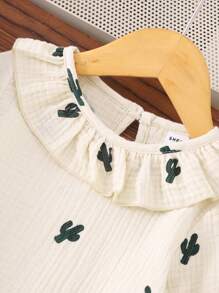 2pcs/Set Baby Girl Cactus Print Long Sleeve Outfit Set - Green - View 4