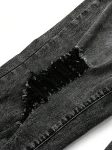 Teen Boy New Distressed Washed Denim Jeans - Dark Grey - View 5