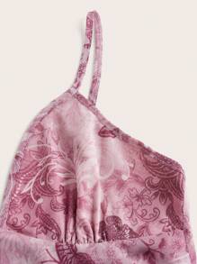 SHEIN ICON Retro Floral Print Camisole Tank Top, Summer - Pink - View 4