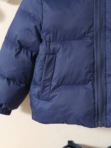 SHEIN Leap Crew Chaqueta con capucha informal tejida para bebé niño - Azul - Ver 13