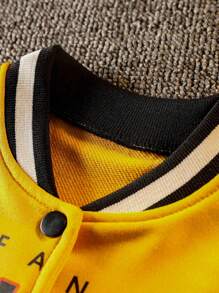 SHEIN Men's Casual Cool Letter Print Drop Shoulder Varsity Jacket, Spring & Fall - Multicolor - View 4