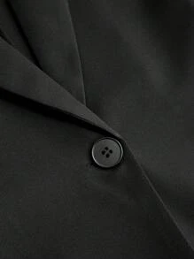 Calvaya Chaqueta elegante de oficina de un solo botón de manga larga con solapa entallada de unicolor para mujer de talla grande, primavera y otoño