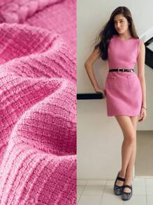 MOTF STUDIO SOLID ZIPPER BACK PATCH POCKET SHORT DRESS, NEW YEAR OUTFIT - Pink - View 10