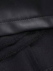 DAZY Women's A-Line Stiff Leather Mini Skirt, Versatile Casual Skirt Fall,Winter - Black - View 4