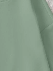 SHEIN Unity Christmas Minimalist English Versatile Holiday Young Women's Casual Comfortable Street Loose Autumn And Winter Spring Fashion Home Fashion Thin Sweatshirt,Long Sleeve Tops Pullover Fall Outfit - Mint Green - View 6