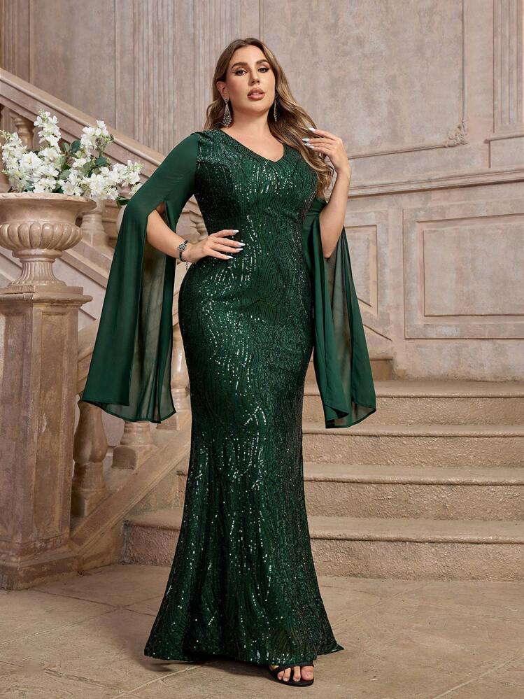 SHEIN Belle Plus Size Navy Blue Spring Elegant Cocktail Evening