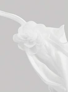 SHEIN MOD Plus Size Romantic White Ruffle Trim 3D Floral Design Halter Neck Top