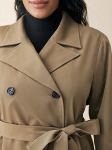 BizChic 大码女式春秋尖领双排扣长袖纯色休闲风衣