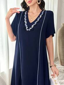 Al Najma 女士土耳其传统长裙 - 寶藍色 - 查看 3